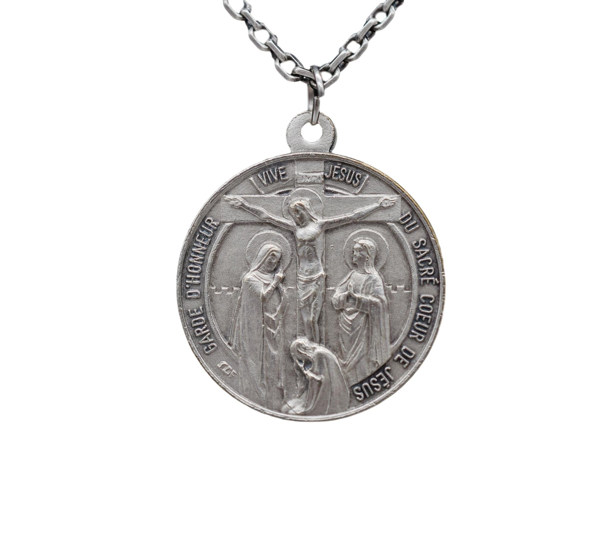 Vintage Sacred Heart of Jesus Medal Love ! Glory ! Pendant