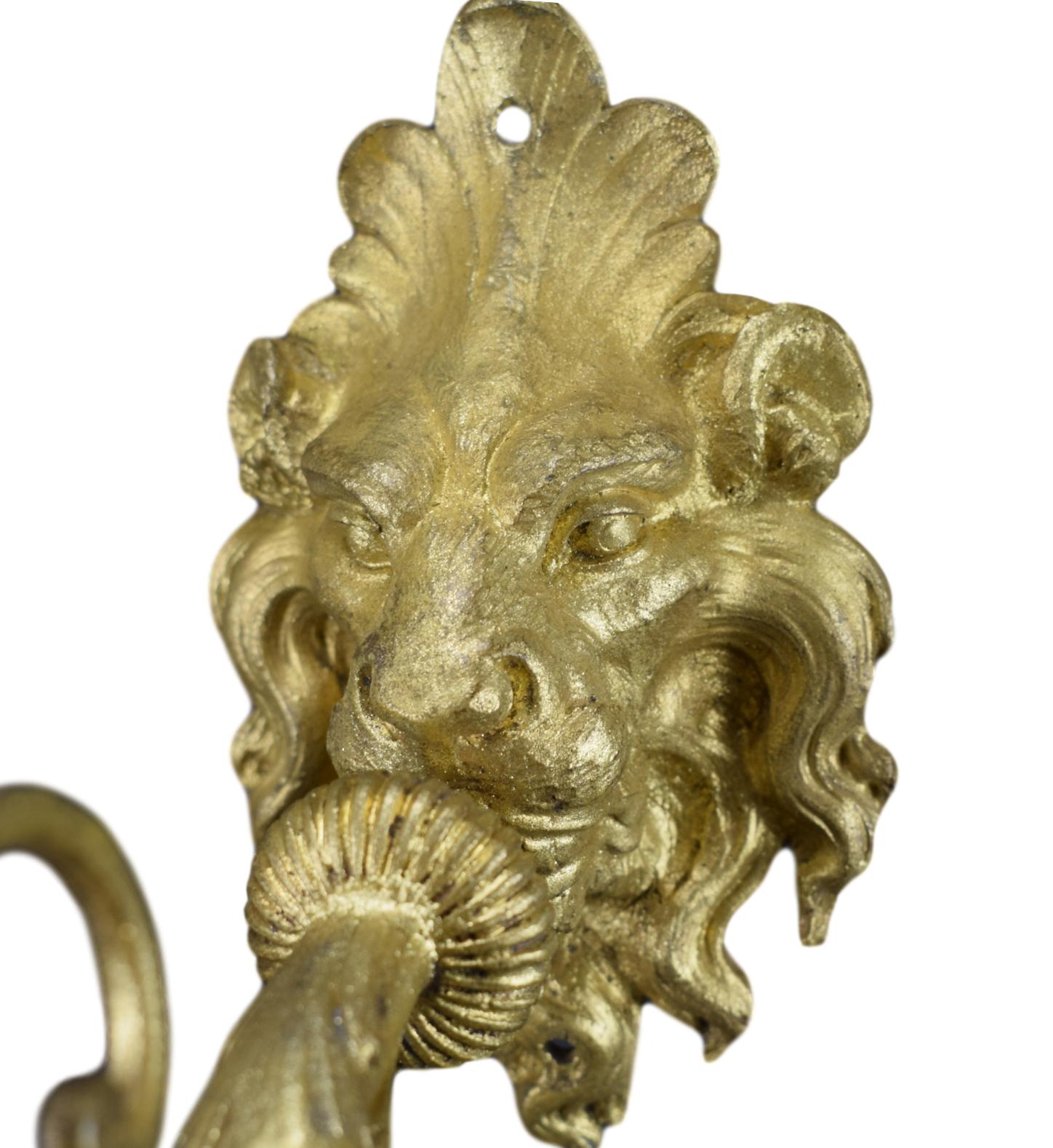 Bronze Lion Sconce - Charmantiques