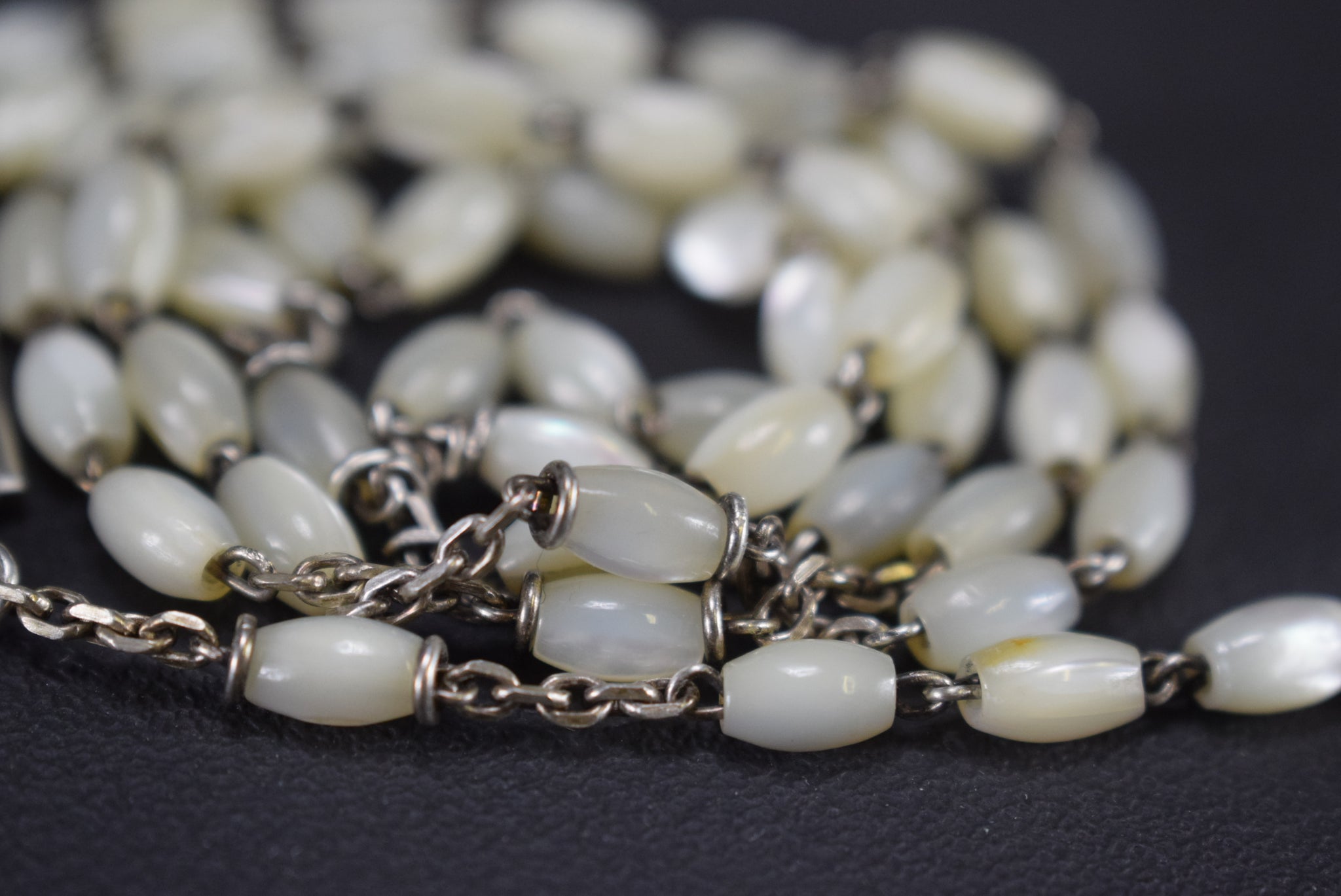 Art Deco Mother of Pearl Rosary Sterling Silver