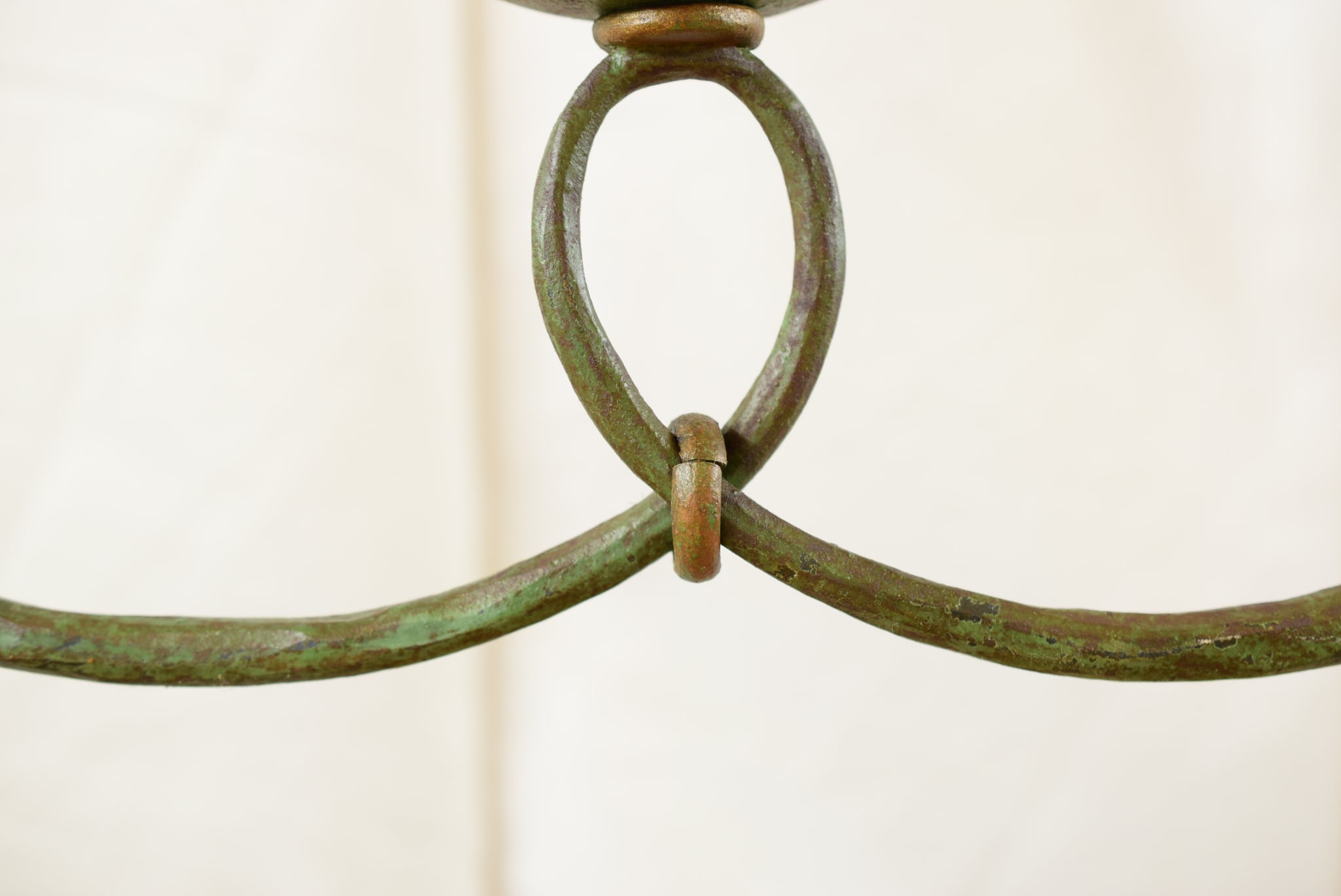 French Antique Wrought Iron Lantern Hanging Candle Holder Lamp