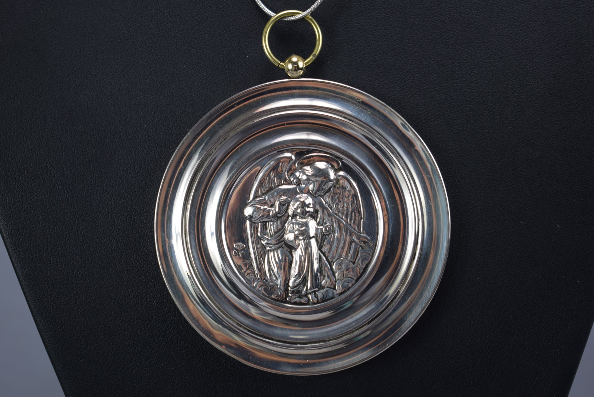 Silver Repousse Cradle Medal - Charmantiques