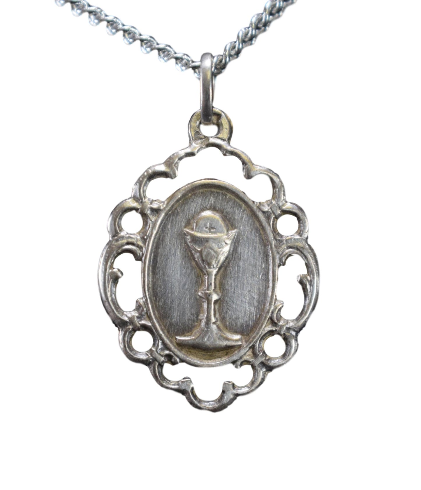 Sterling Silver Medal Eucharistic Pendant Chalice