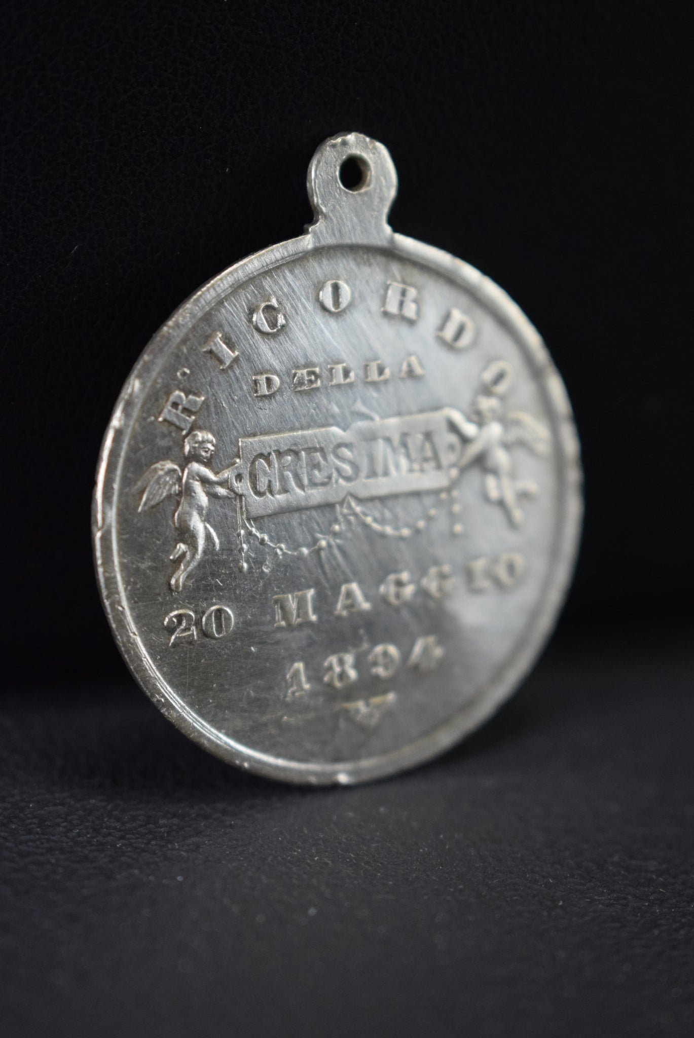 Italian Antique Sterling Silver Medal Beata Vergine d'Oropa Confirmation Souvenir