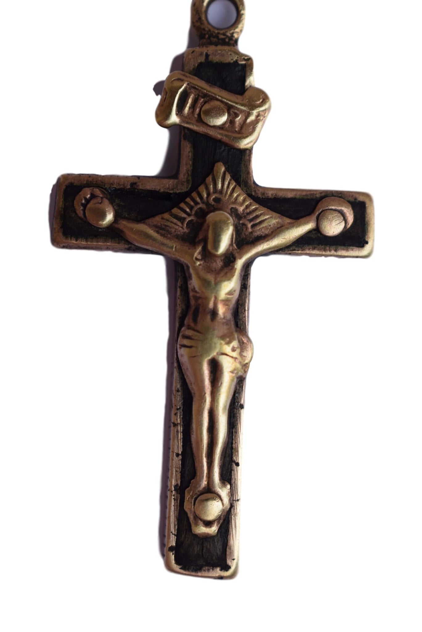 Ebony Brass Cross Pendant - Charmantiques