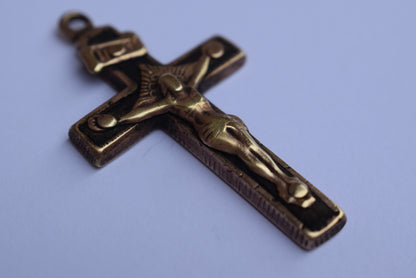 Ebony Brass Cross Pendant - Charmantiques