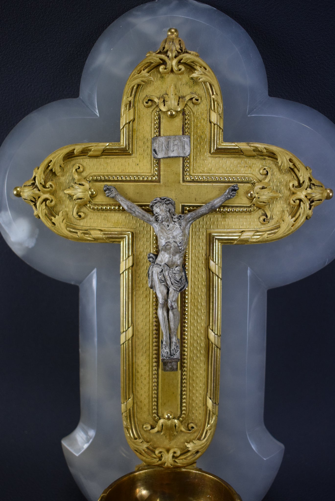Gold and White Holy Water Font - Charmantiques