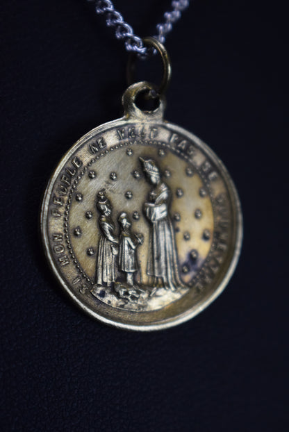 Antique French Our Lady Of La Salette Medal Pendant Charm