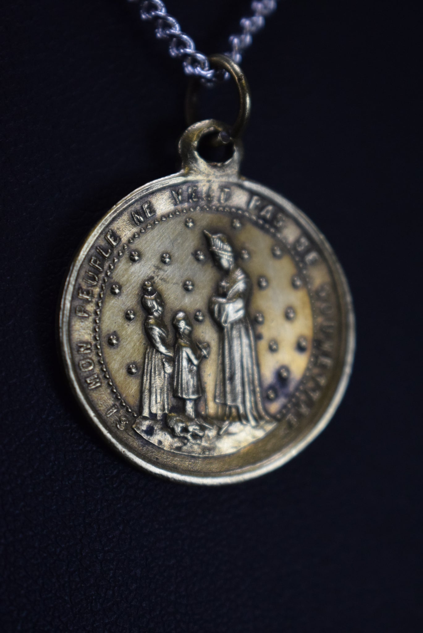 Antique French Our Lady Of La Salette Medal Pendant Charm