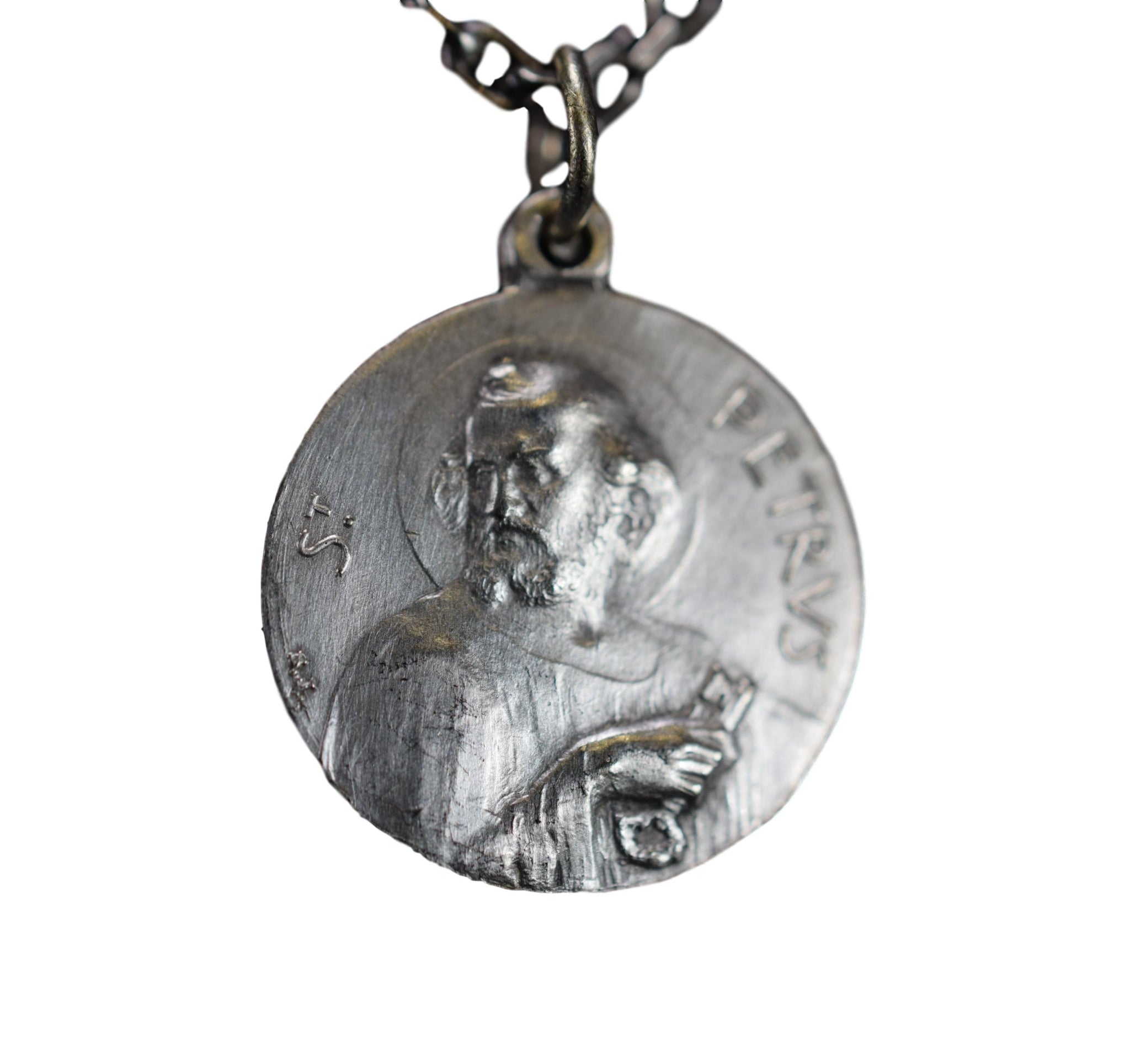 Vintage French Saint Peter Medal Pendant Pope XI 