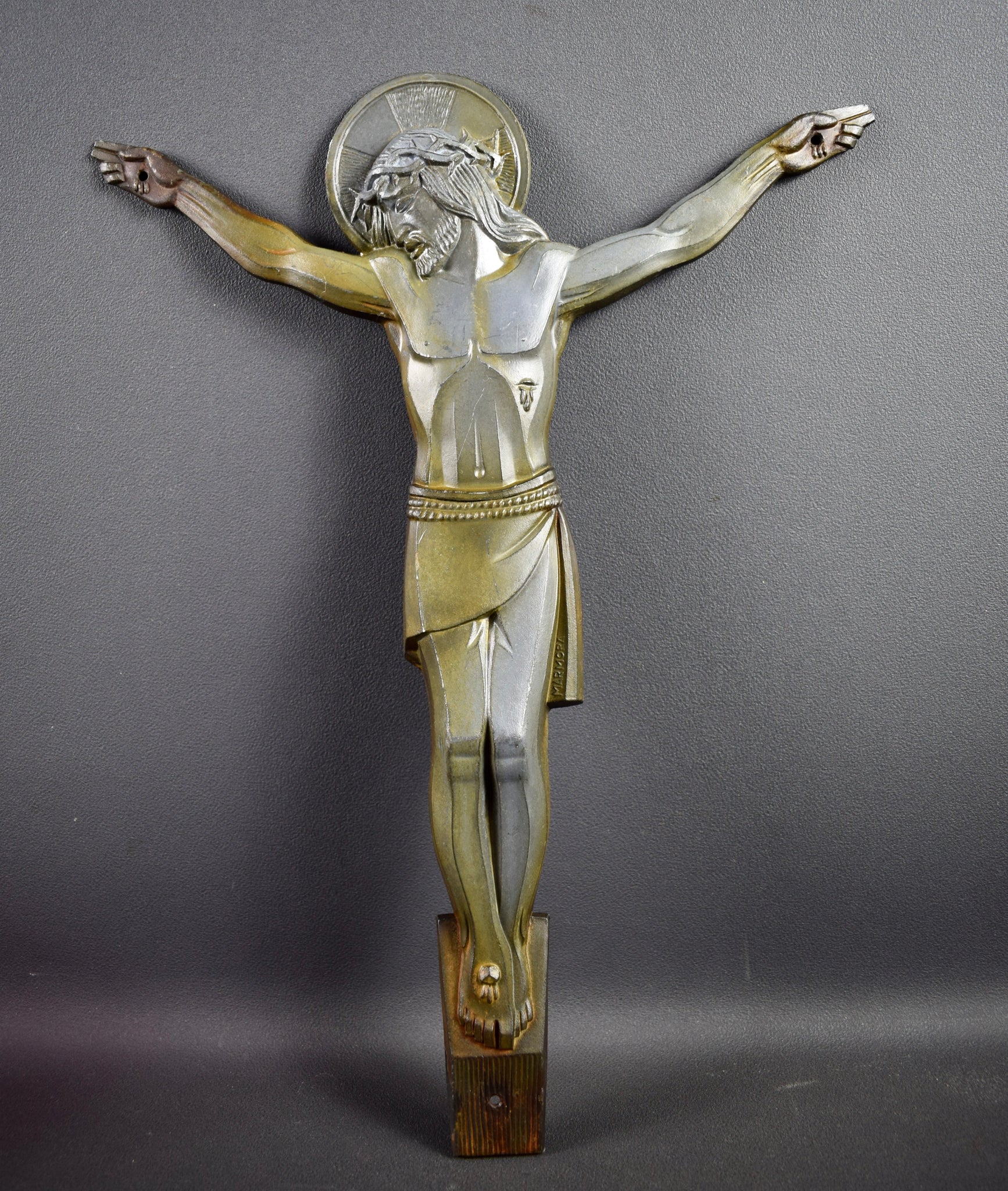 Art Deco Bronze Wall Crucifix Marmora