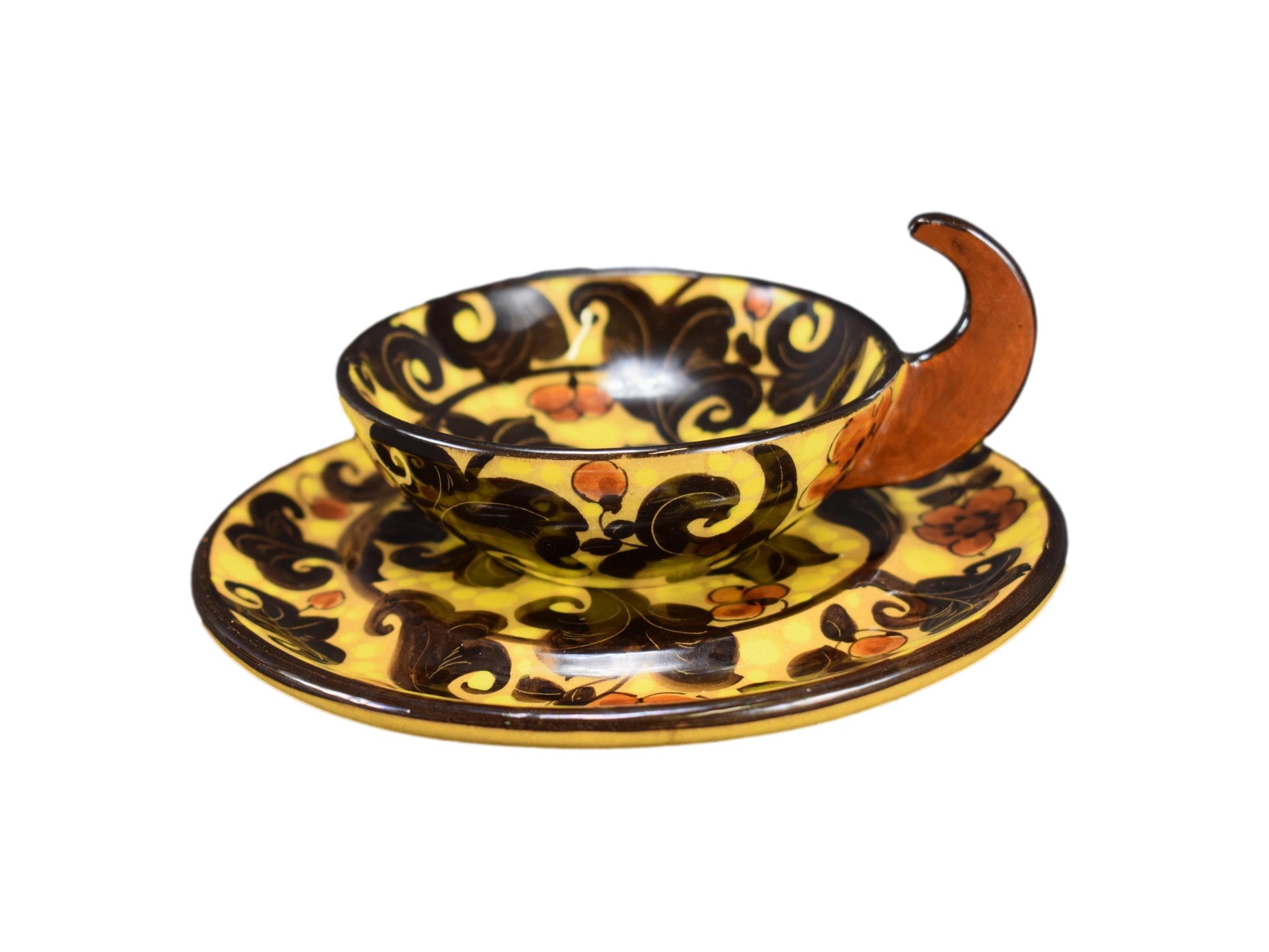 Art Deco Majolica Tea Cup and Saucer by MGA Mazzotti Giuseppe Albissola