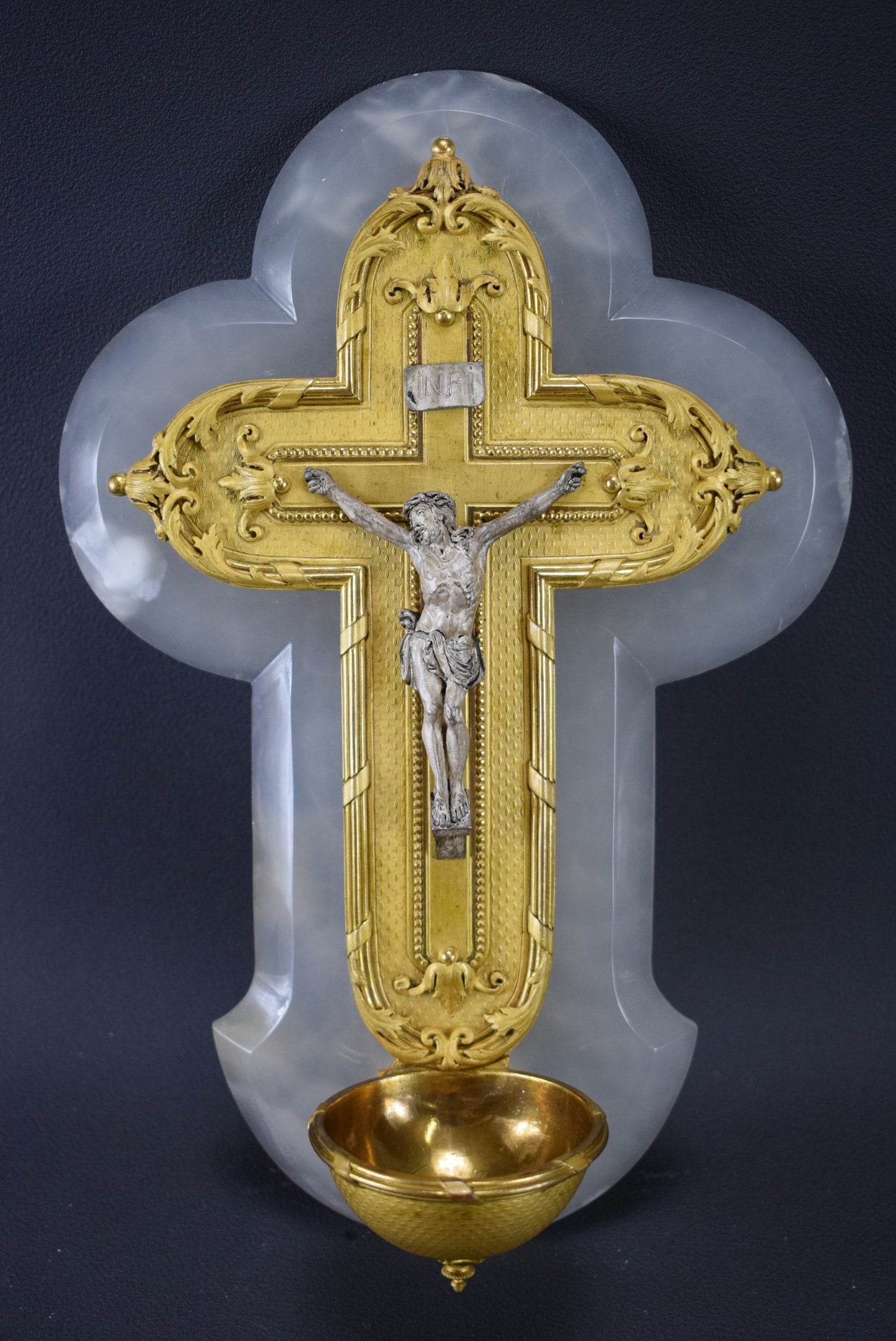 Gold and White Holy Water Font - Charmantiques