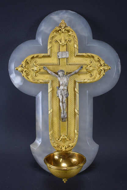 Gold and White Holy Water Font - Charmantiques