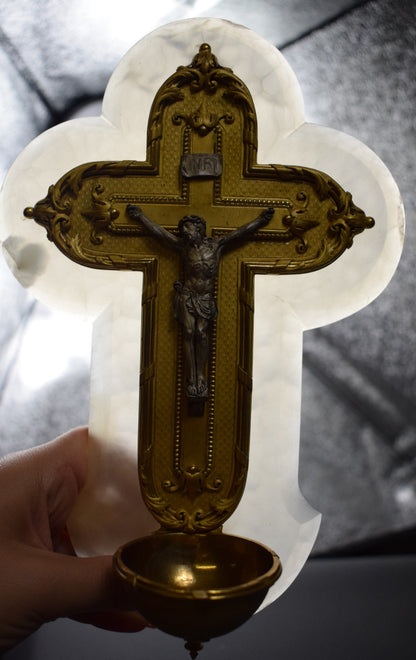 Gold and White Holy Water Font - Charmantiques