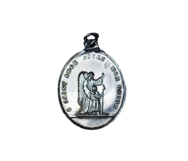 Vintage Sterling Silver Holy Guardian Angel Pendant