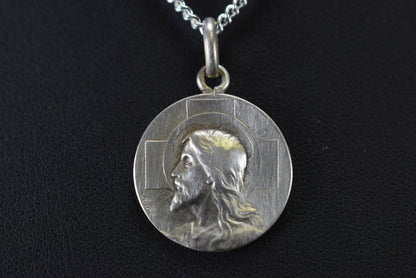 Holy Face of Jesus Portrait Medal Sterling Silver Pendant