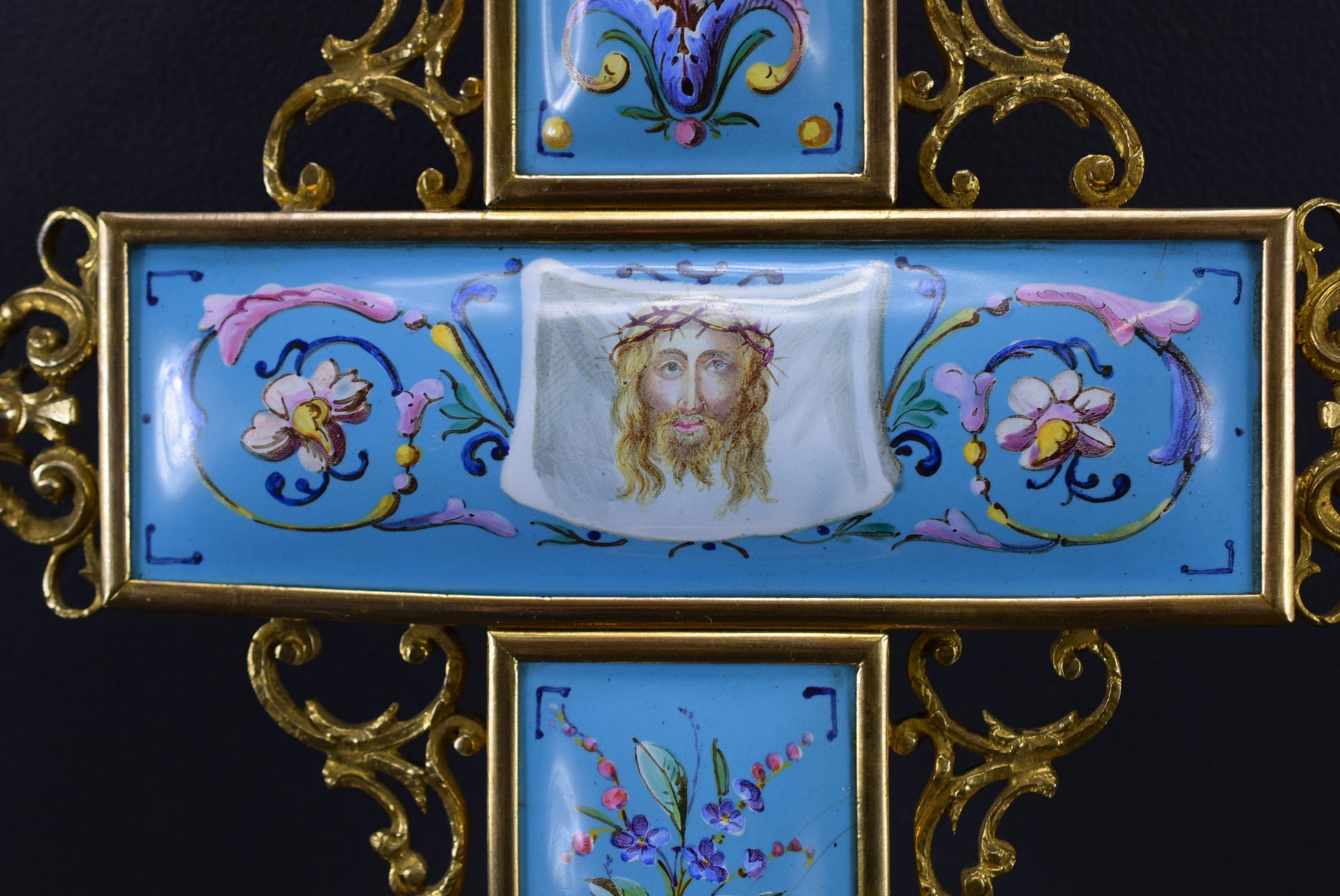 Vintage Blue Holy Water Font Veronica Veil Holy Face of Jesus