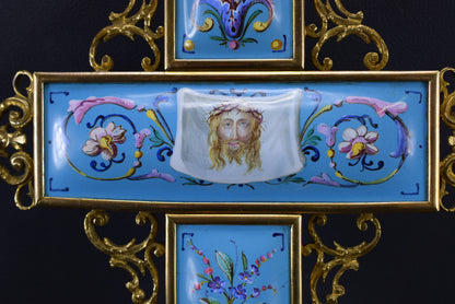 Vintage Blue Holy Water Font Veronica Veil Holy Face of Jesus