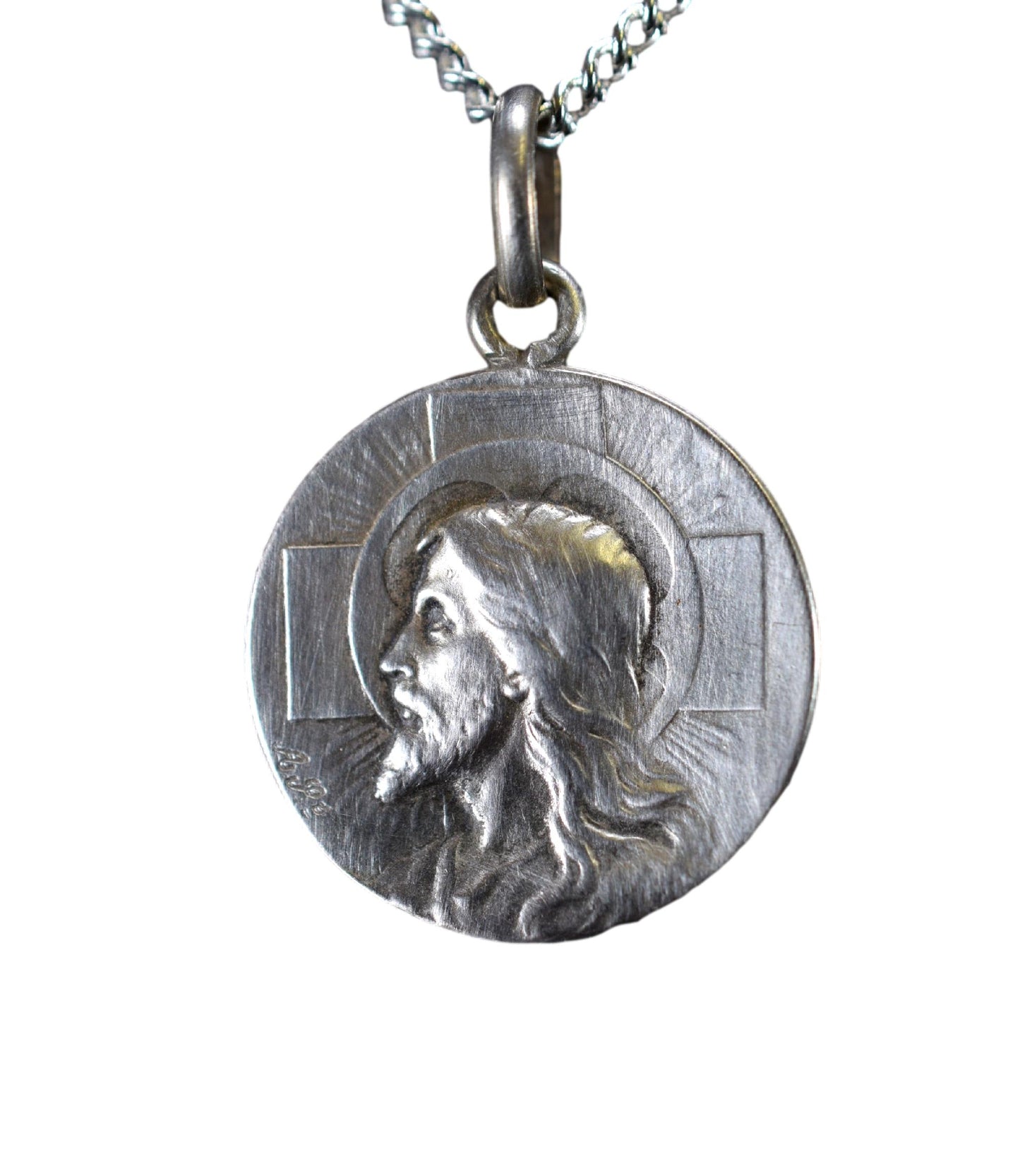 Holy Face of Jesus Portrait Medal Sterling Silver Pendant