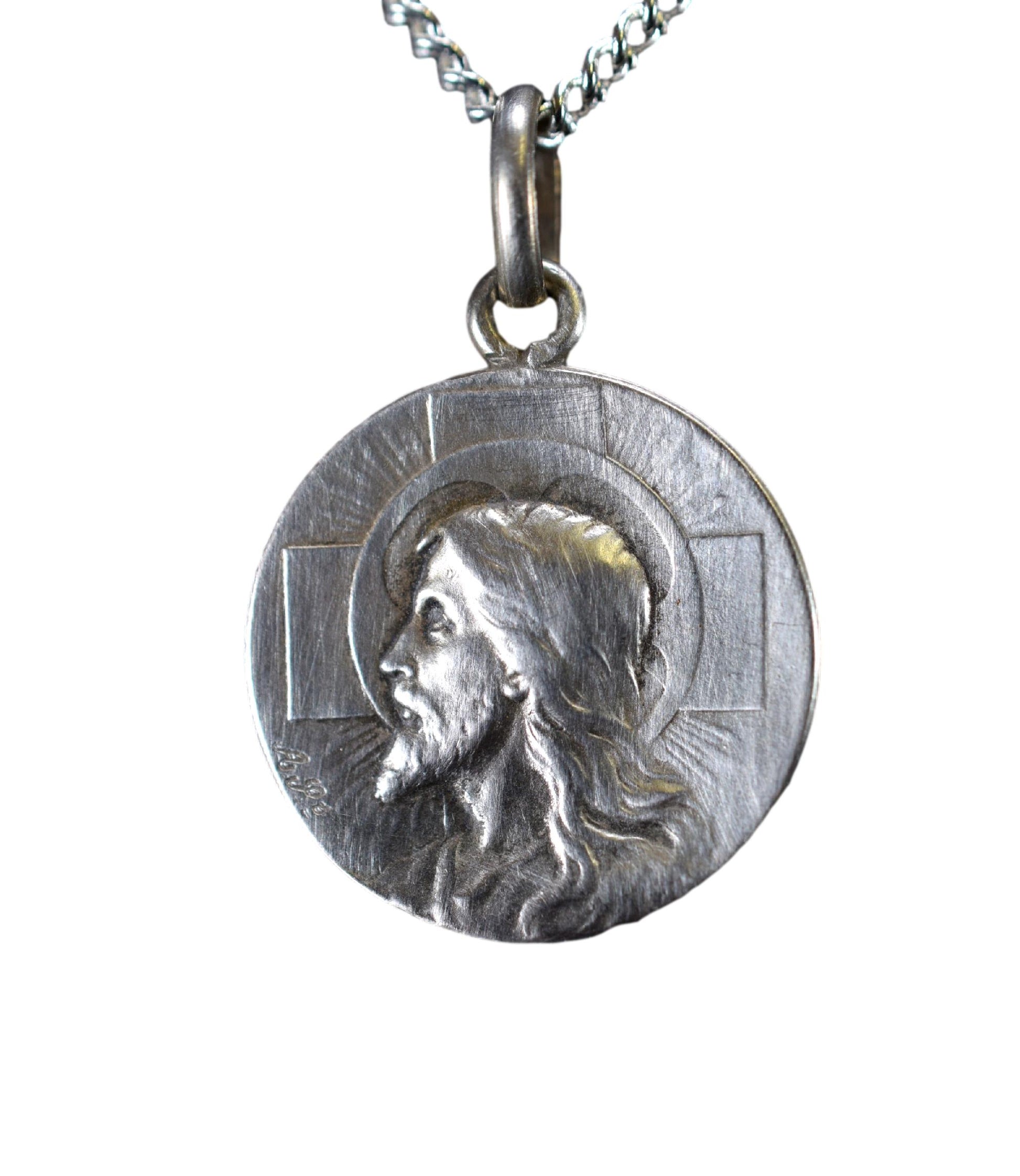 Holy Face of Jesus Portrait Medal Sterling Silver Pendant