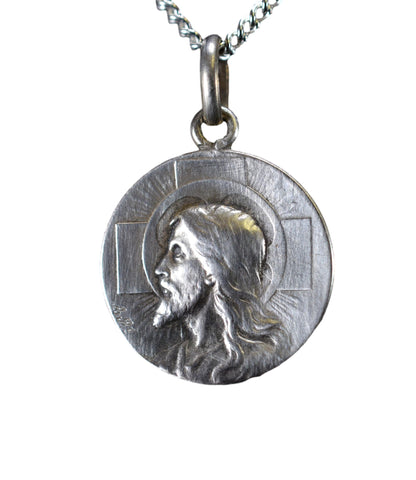Holy Face of Jesus Portrait Medal Sterling Silver Pendant