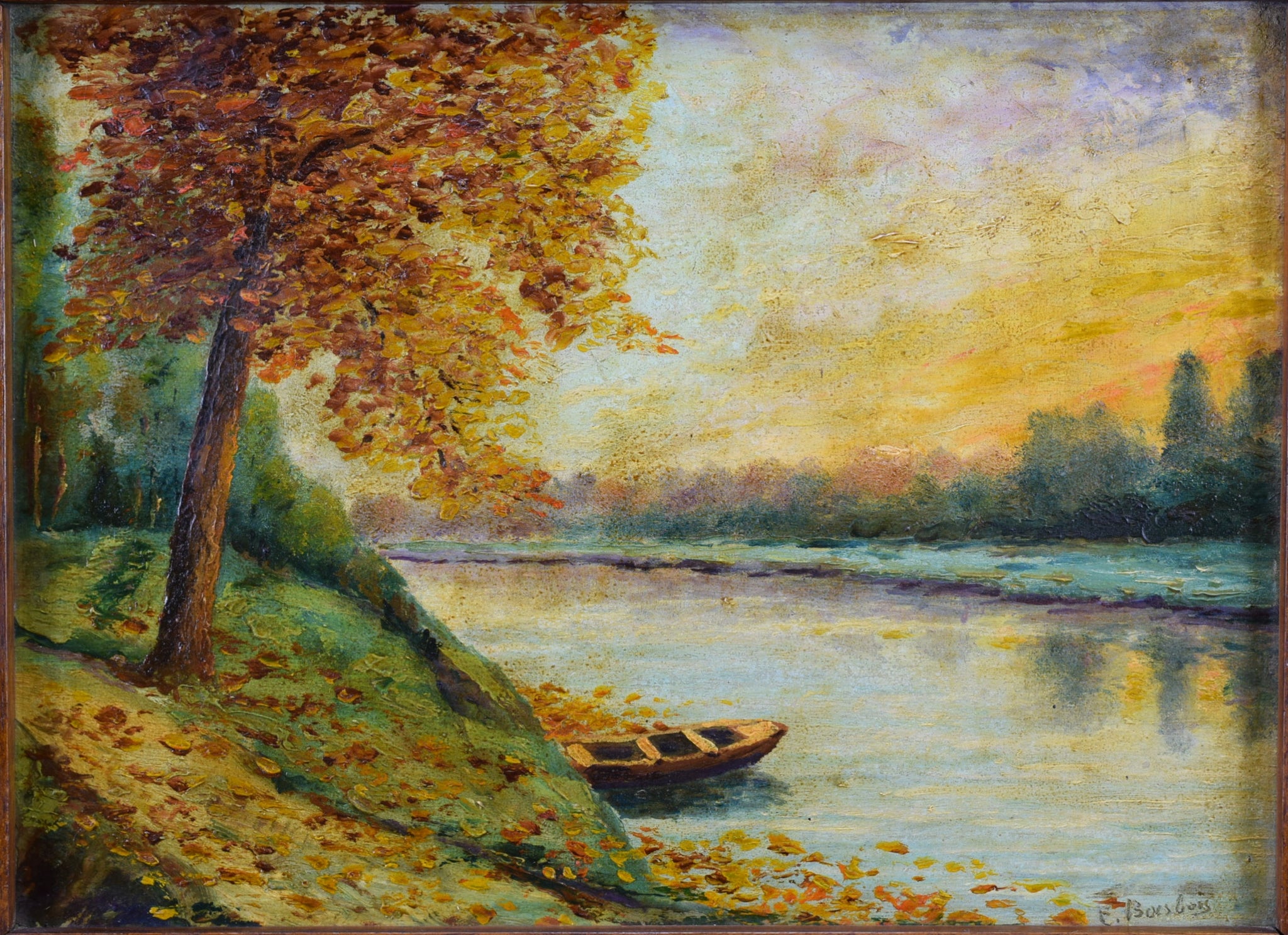 Vintage Oil Painting Bark Fall Autumn