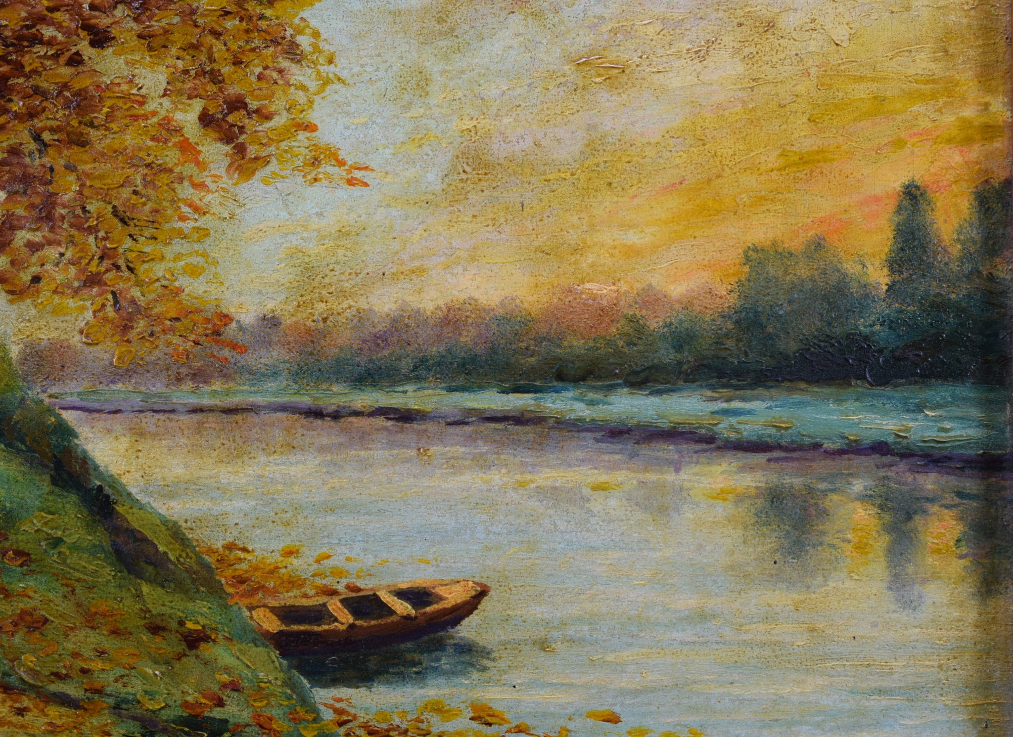 Vintage Oil Painting Bark Fall Autumn