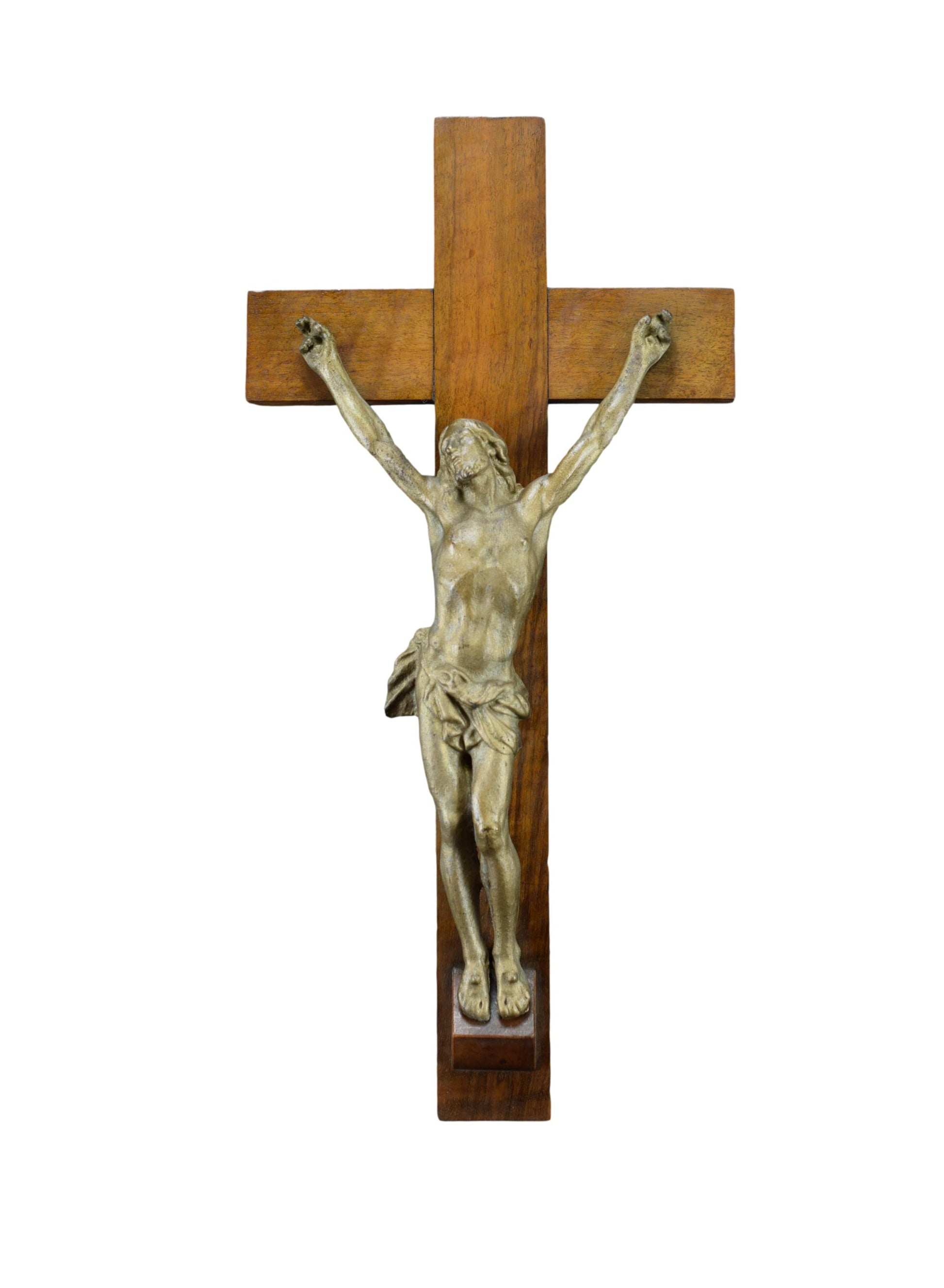 Antique French Large Vintage Wall Crucifix Cross