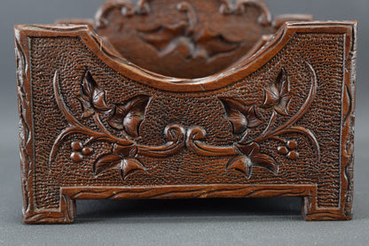 Black Forest Carved Wood Desk Letter Rack Holder Caddy Holder