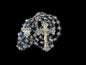 French Frosted Blue All Capped Glass Beads Silver Rosary