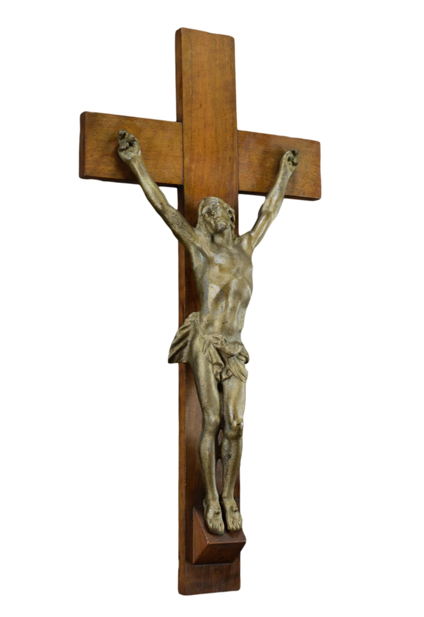 Antique French Large Vintage Wall Crucifix Cross