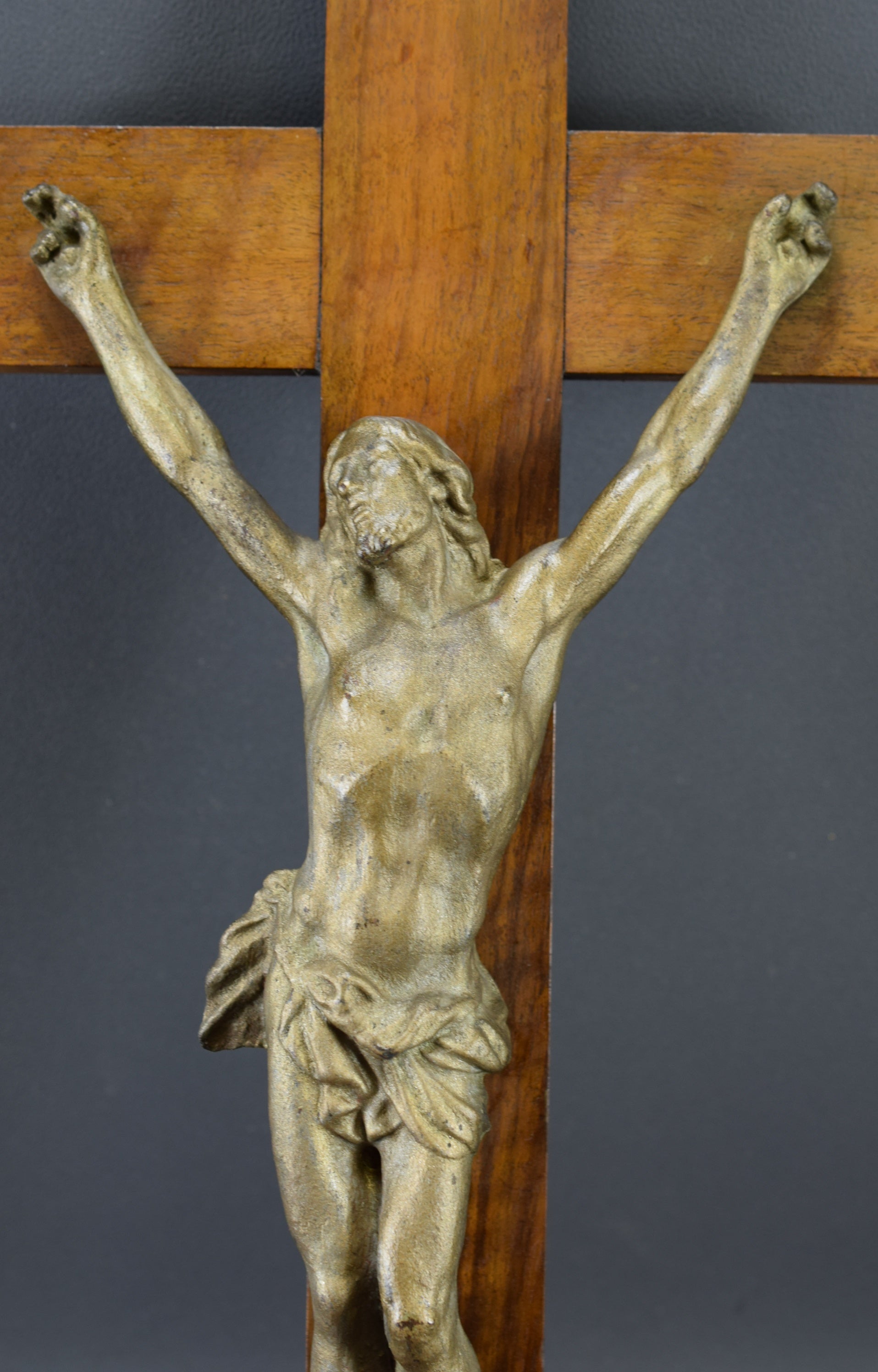 Antique French Large Vintage Wall Crucifix Cross