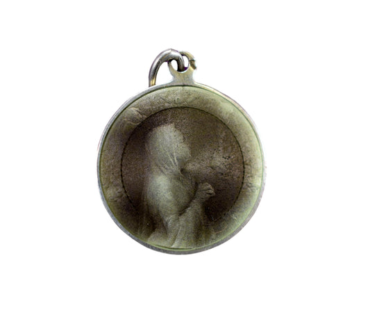Vintage Sterling Silver & Green Enamel Medal of Communion