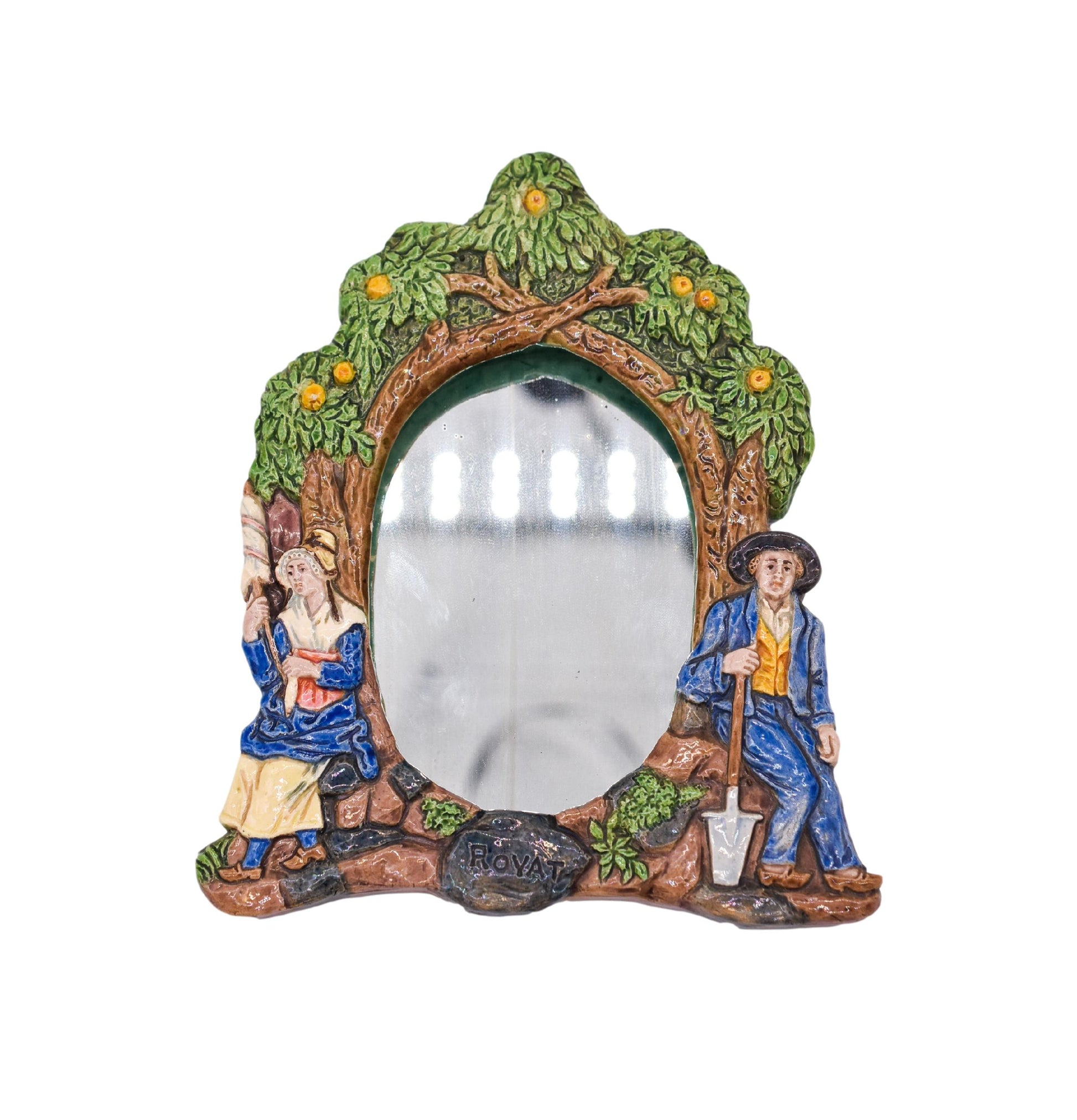 Vintage Majolica Frame Wall Mirror by CH Jaubert