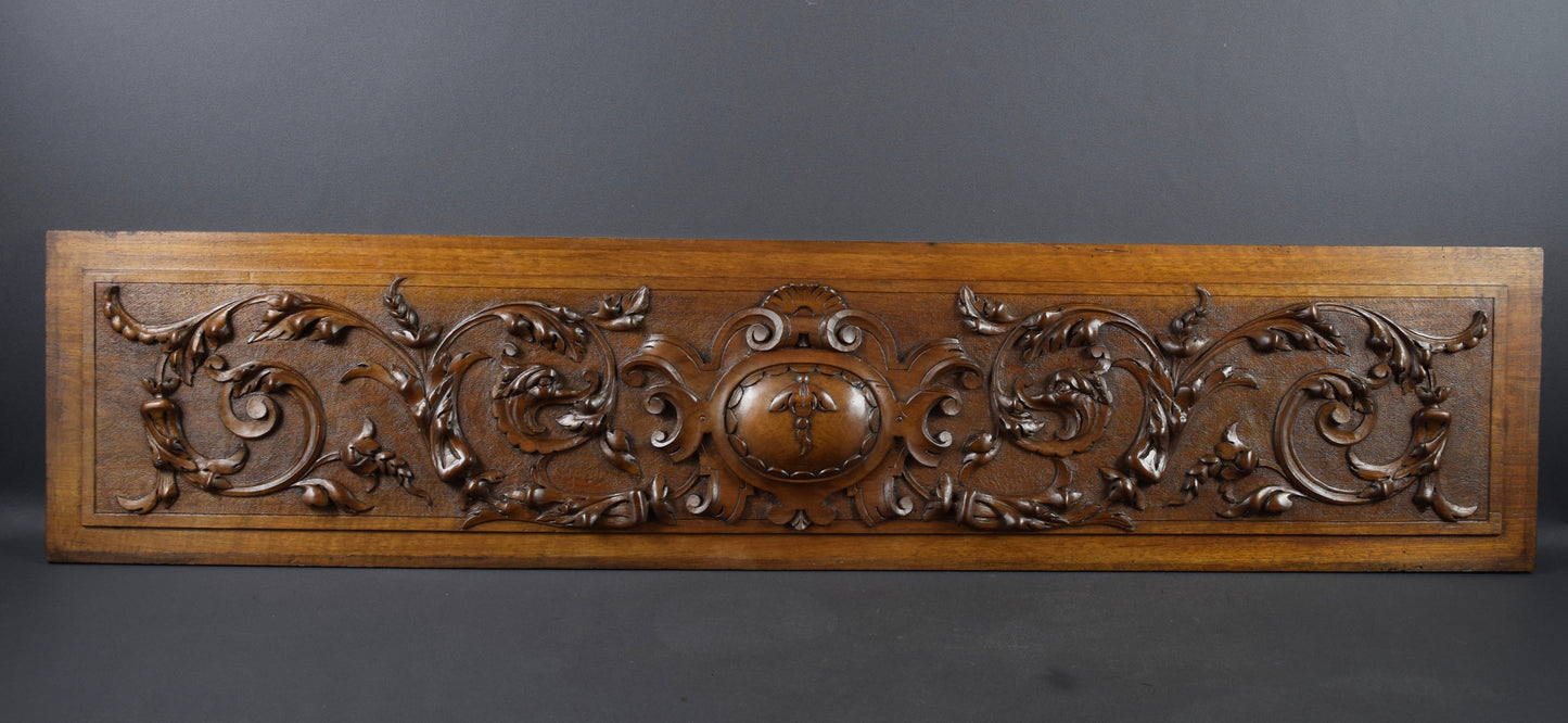 Large Carved Wood Pediment Panel