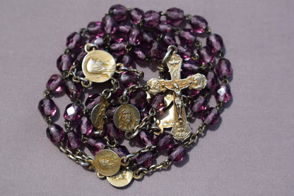 Art Nouveau Purple Rosary - Charmantiques