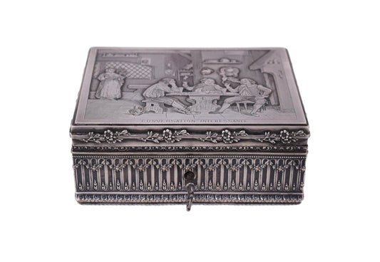 Etched Silver Jewelry Box - Charmantiques