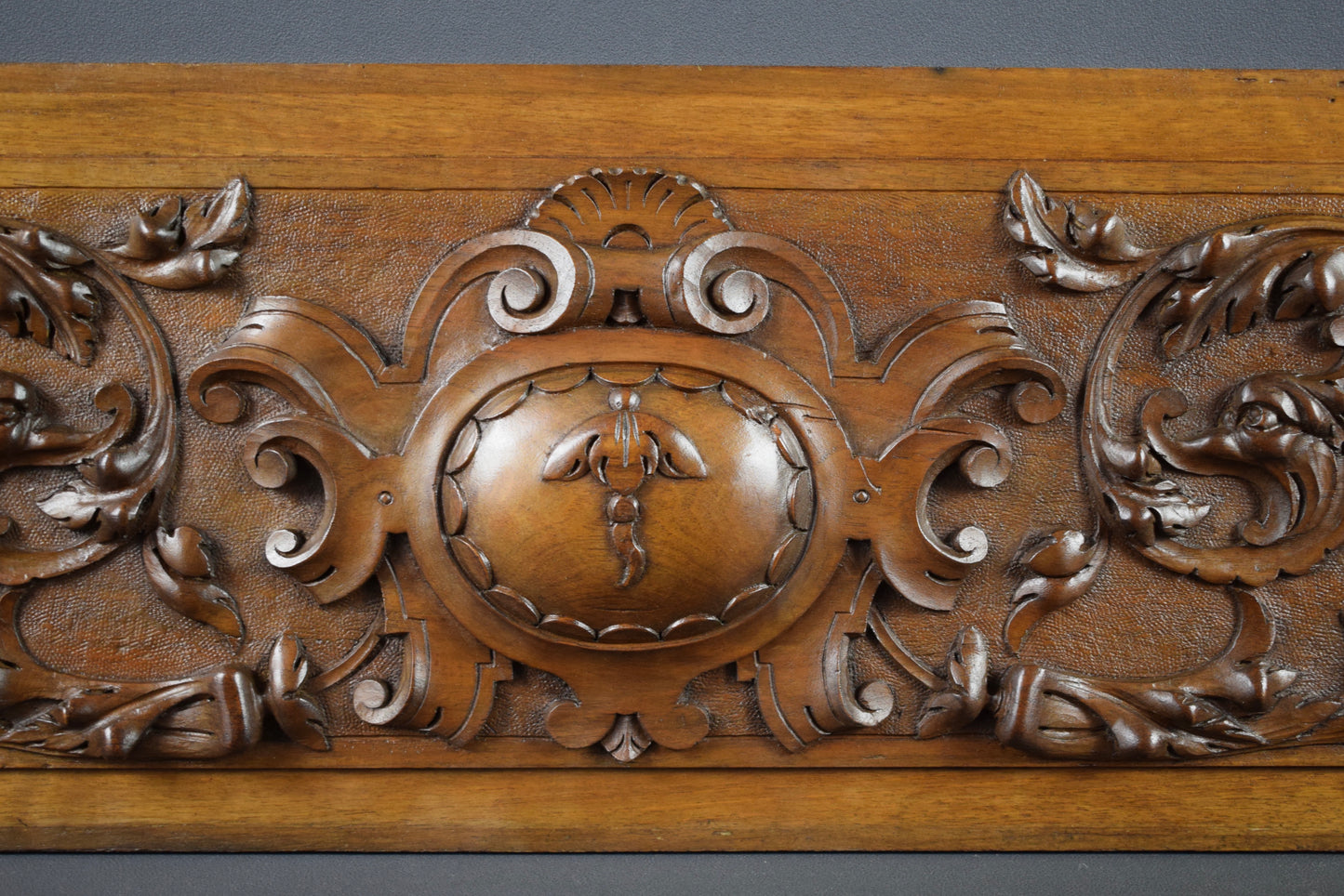 Large Carved Wood Pediment Panel