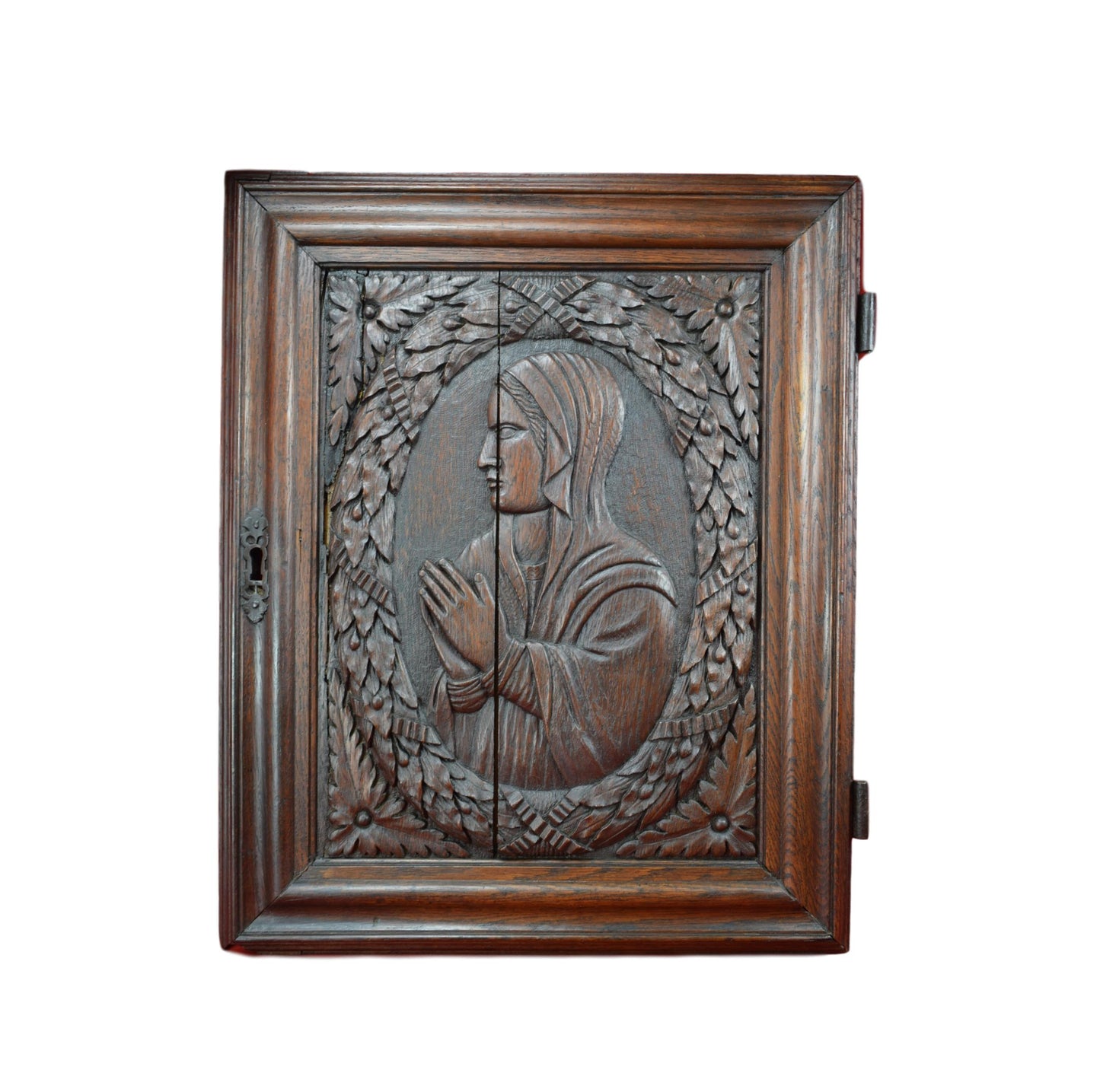 17th.C Virgin Mary Carving Door - Charmantiques