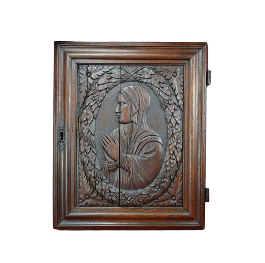 17th.C Virgin Mary Carving Door - Charmantiques