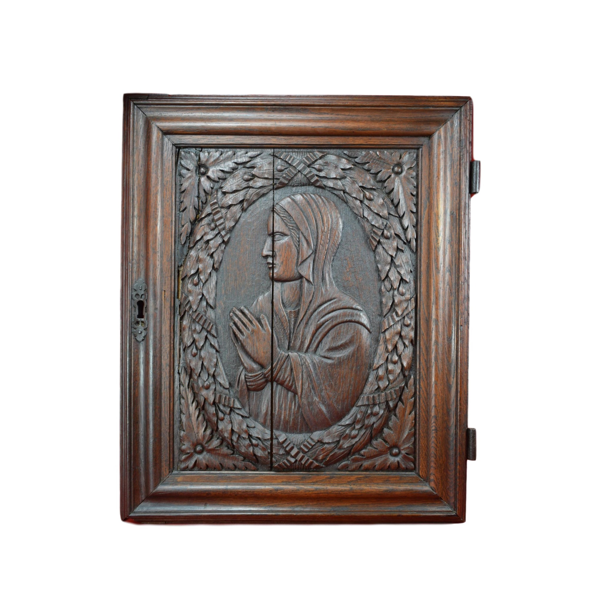 17th.C Virgin Mary Carving Door - Charmantiques