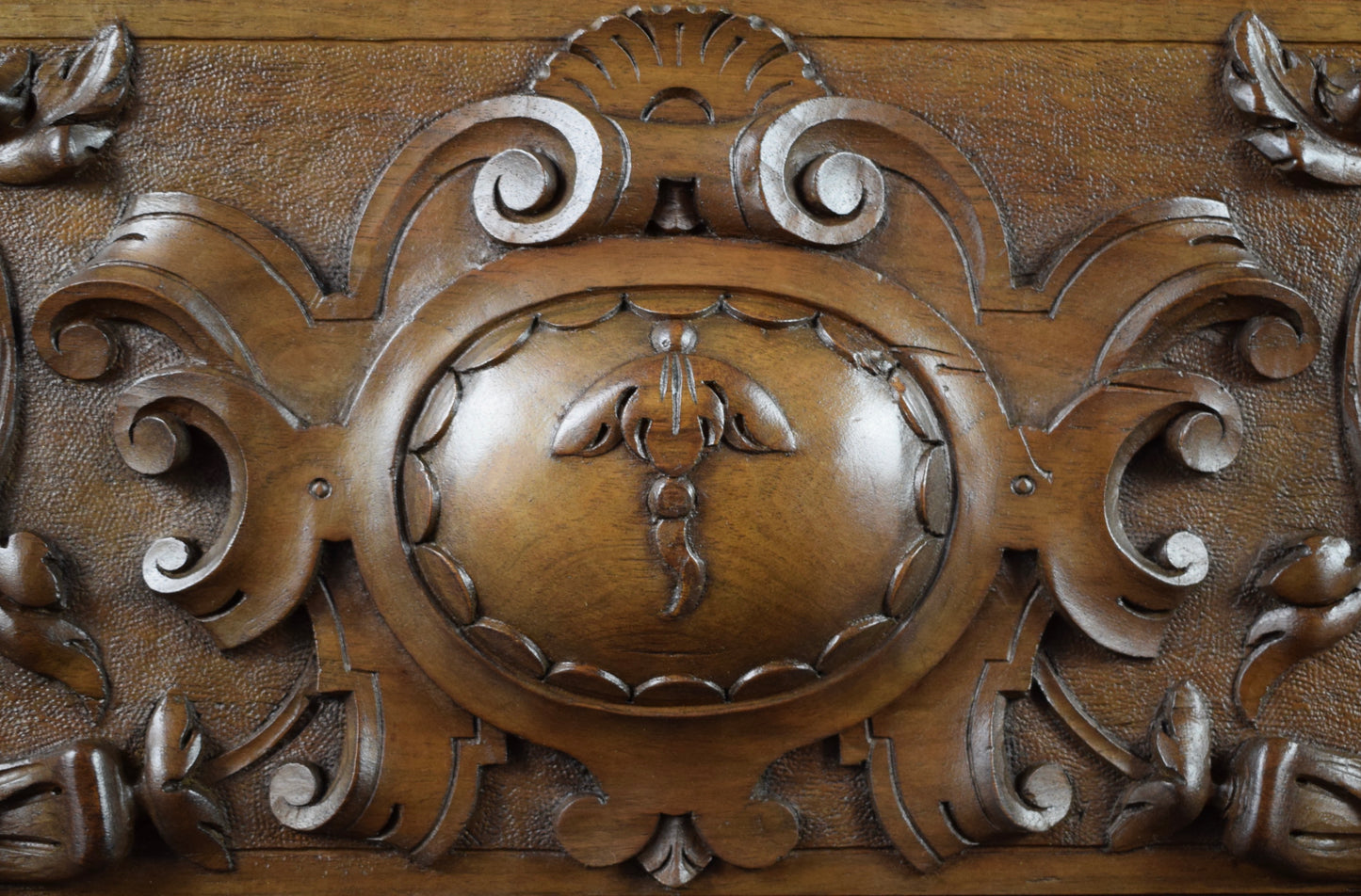 Large Carved Wood Pediment Panel