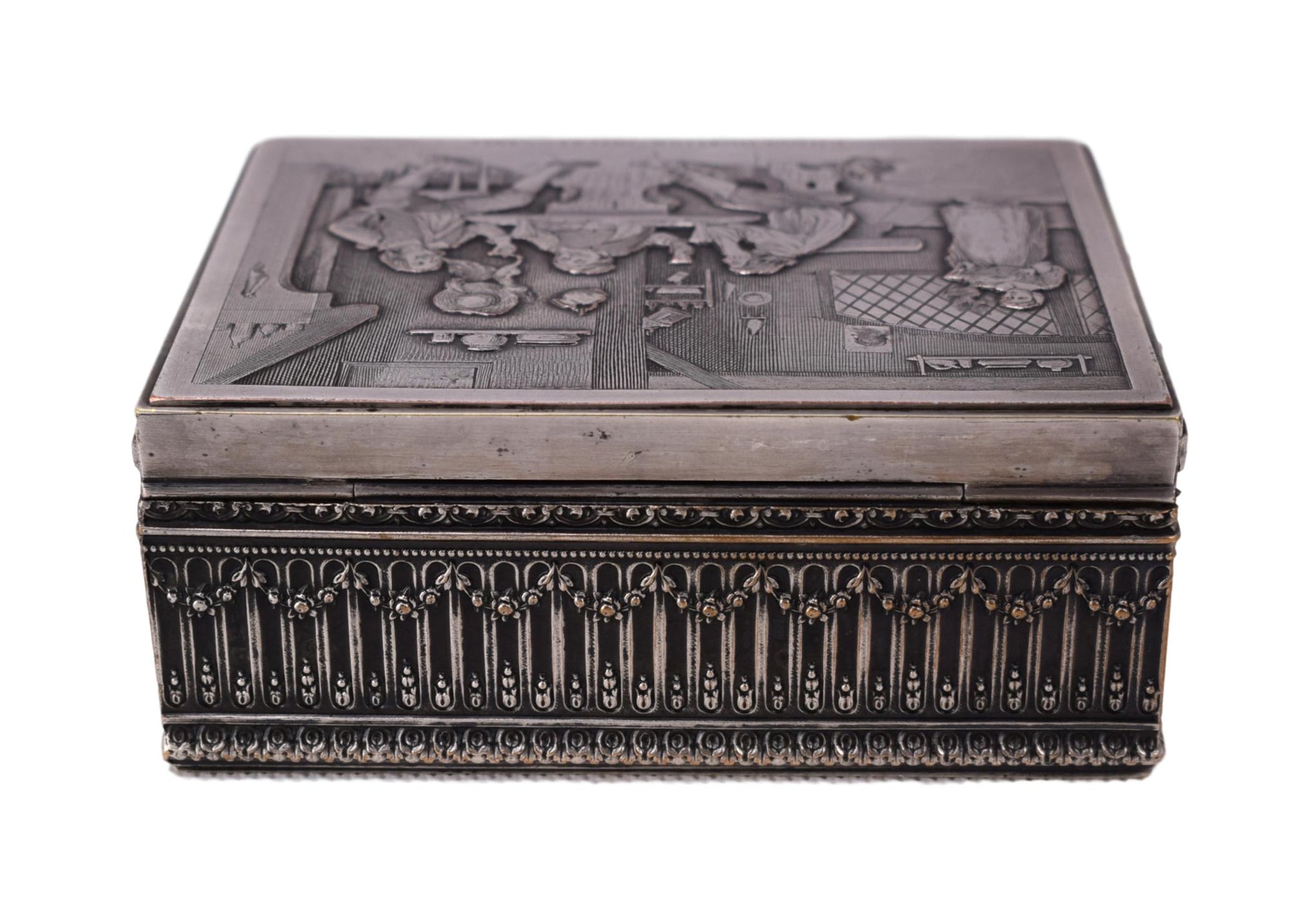 Etched Silver Jewelry Box - Charmantiques