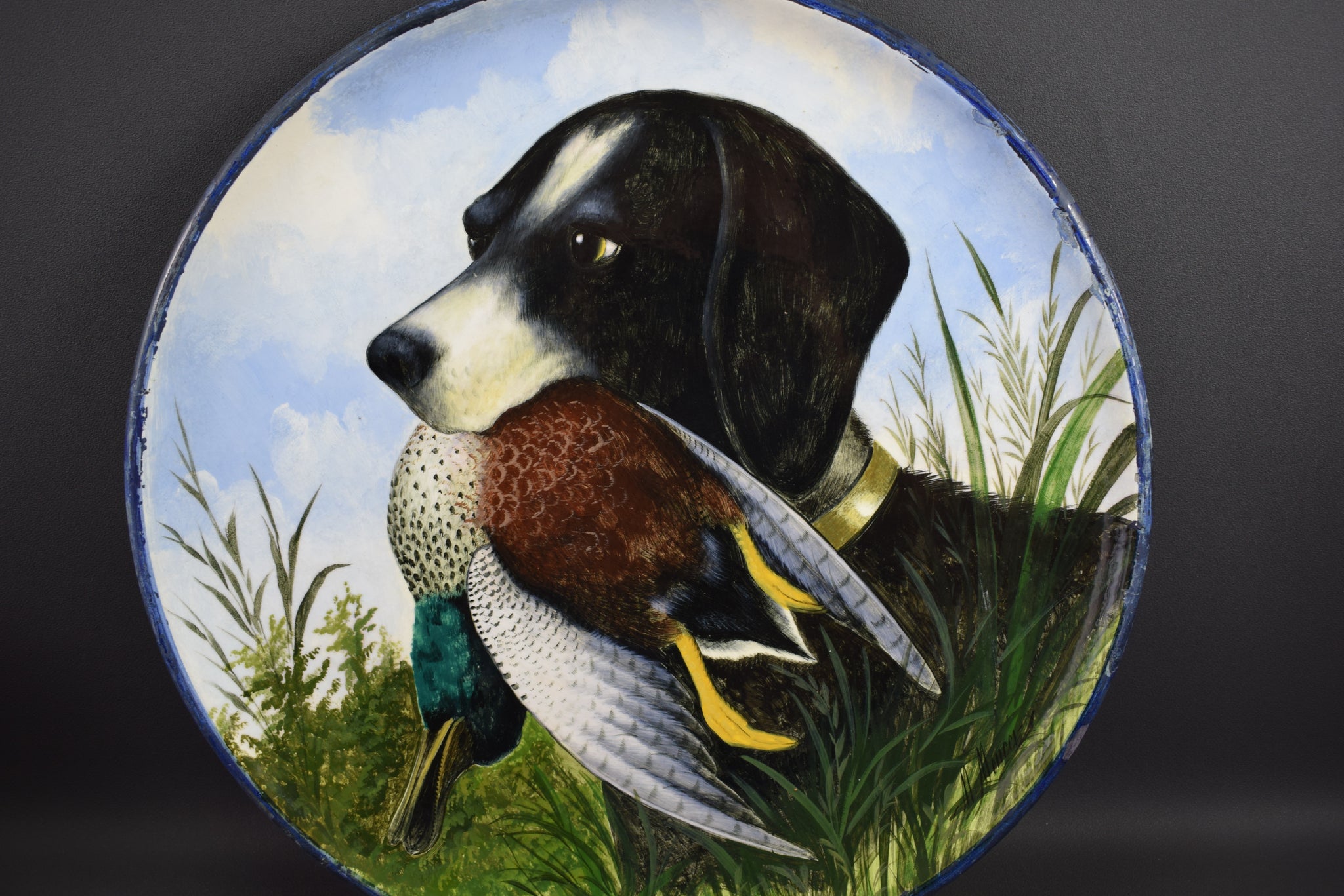 Earthenware Dish Hunting Trophy Dog 19th