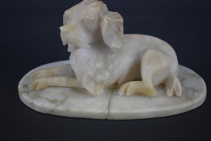 Carved Alabaster Dogs - Charmantiques