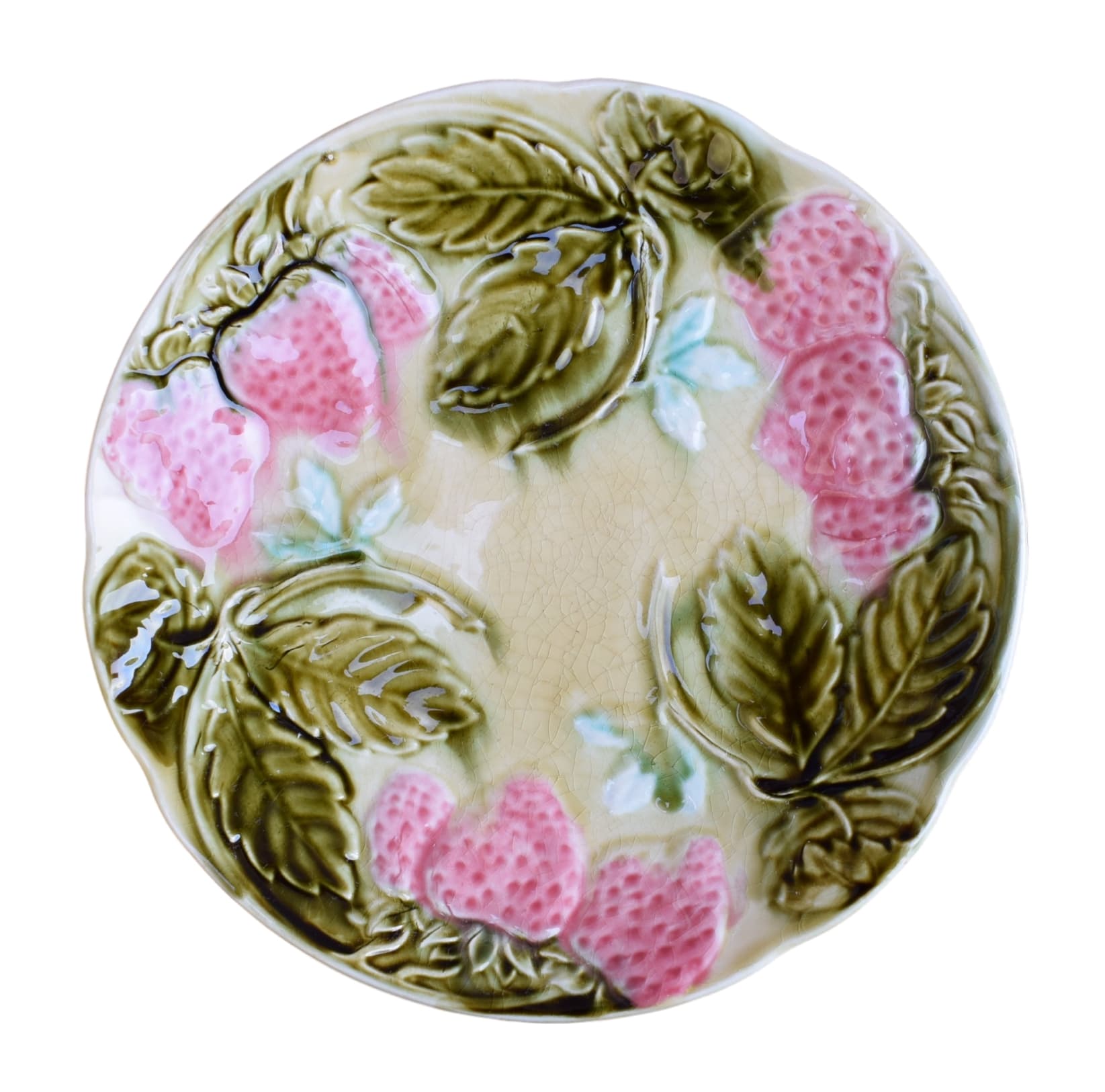 Strawberry Majolica Plate - Charmantiques