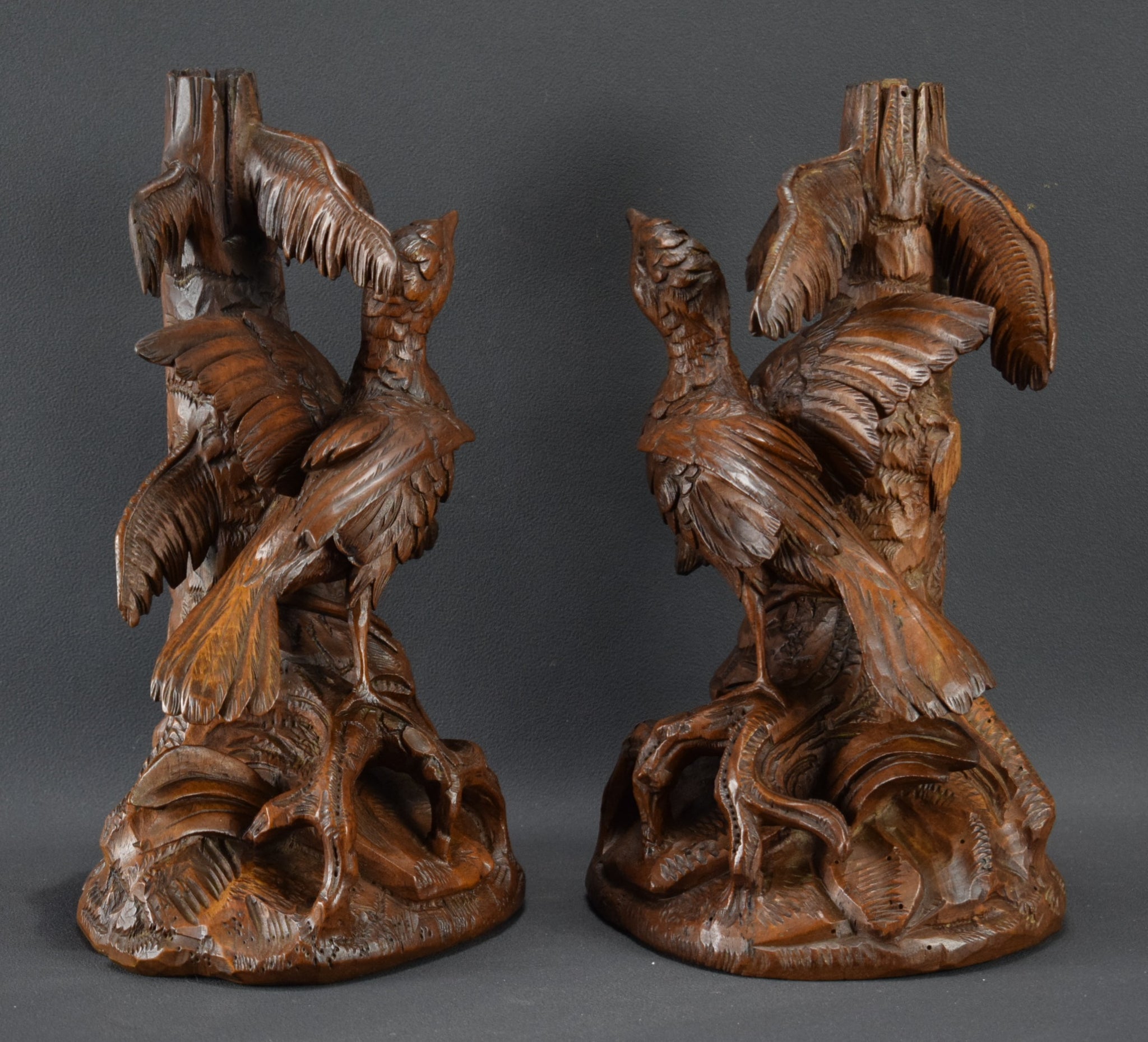 Black Forest Birds Epergne or Candle Stands - Charmantiques