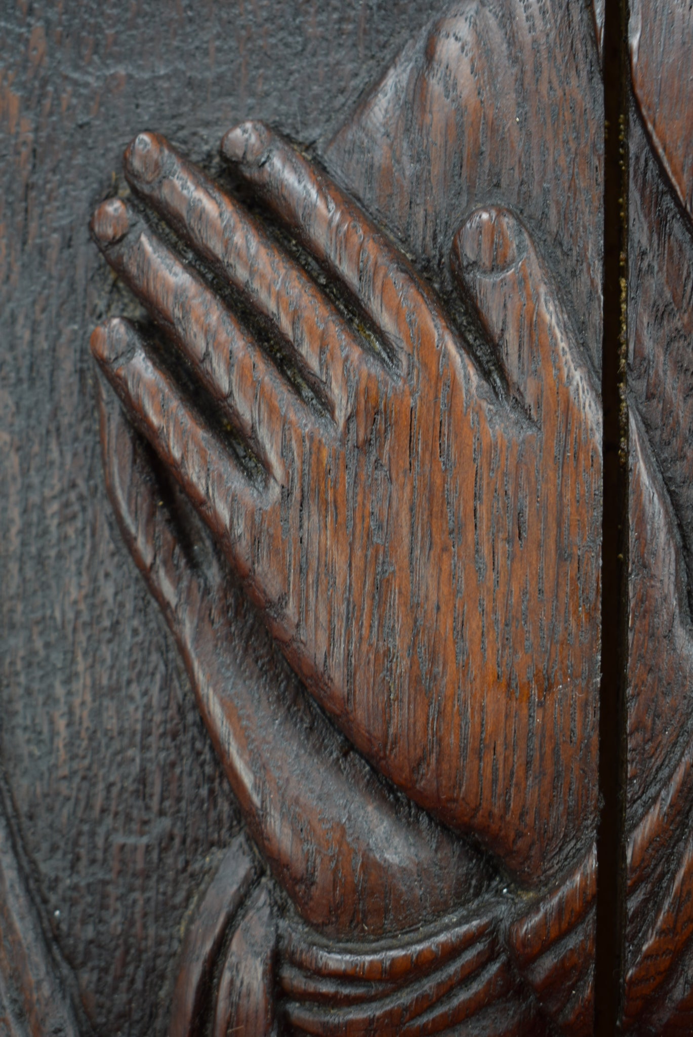 17th.C Virgin Mary Carving Door - Charmantiques