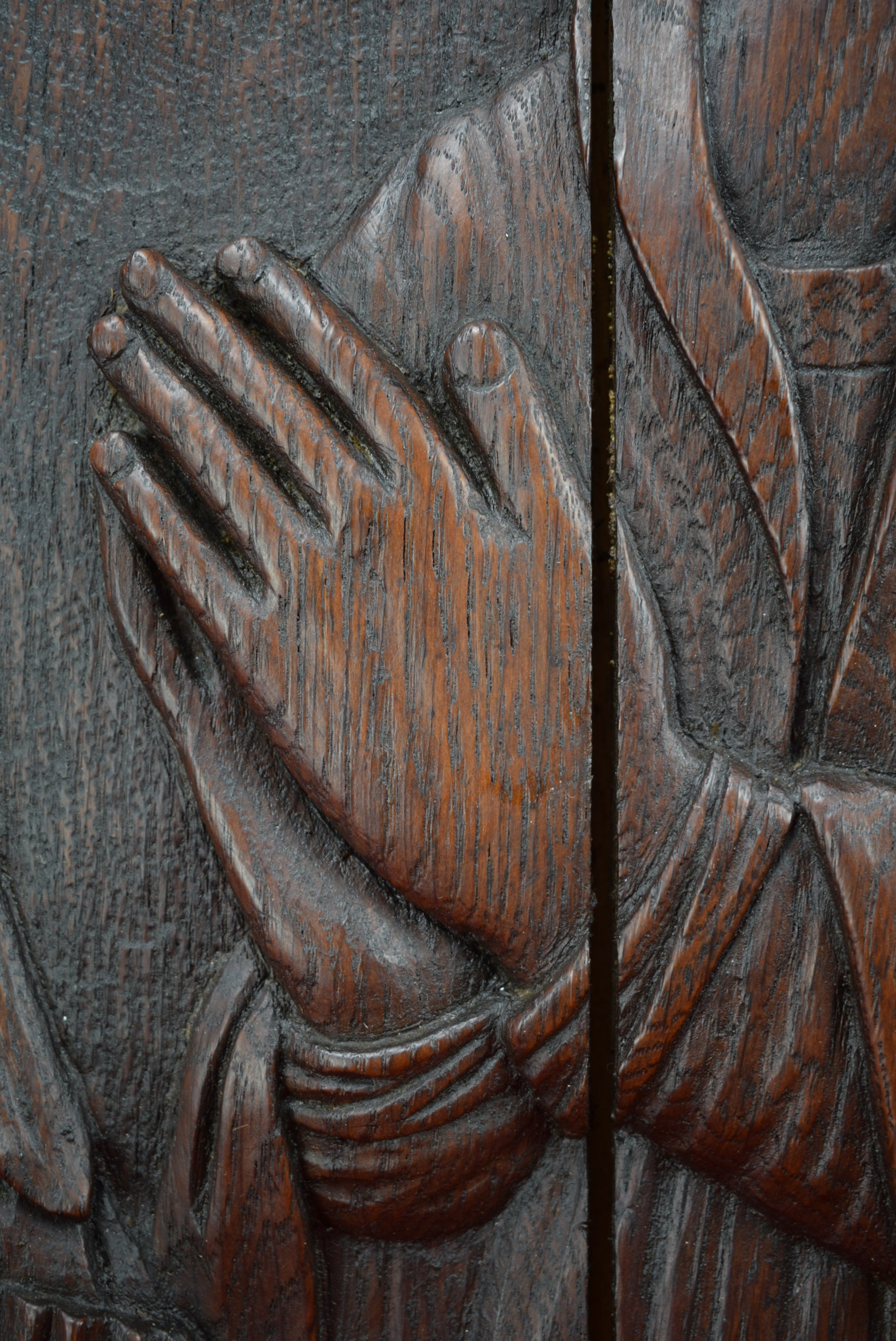 17th.C Virgin Mary Carving Door - Charmantiques