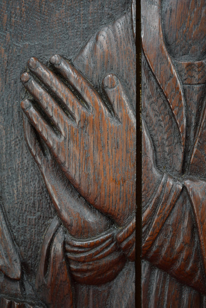 17th.C Virgin Mary Carving Door - Charmantiques